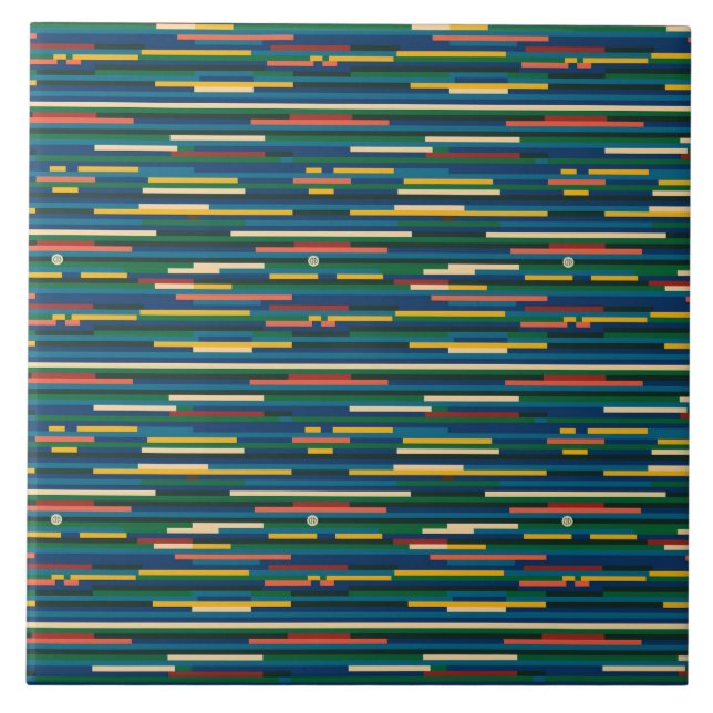 Colorful Horizontal Stripes Abstract Art Fliese (Vorderseite)
