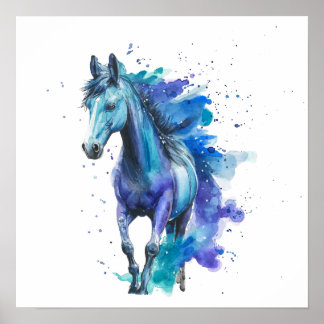 Colorful Horse Watercolor Art – Spirit Animal Art Poster