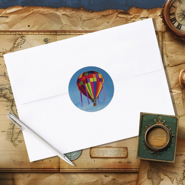 Colorful Hot Air Balloon Classic Round Sticker (Von Creator hochgeladen)