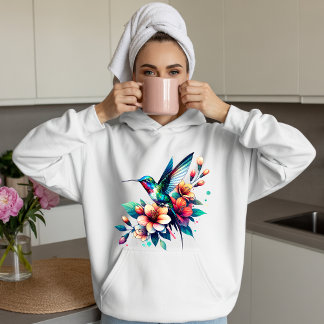 Colorful Hummingbird Floral Nature Art T-Shirt Hoodie