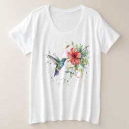 Colorful Hummingbird Watercolor Floral Nature Art Große Größe T-Shirt