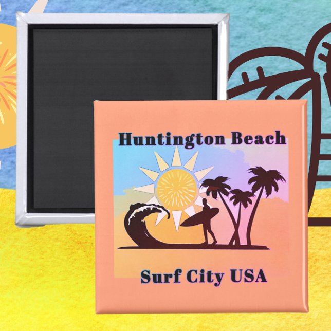 Colorful Huntington Beach CA Surf City USA Magnet (Von Creator hochgeladen)