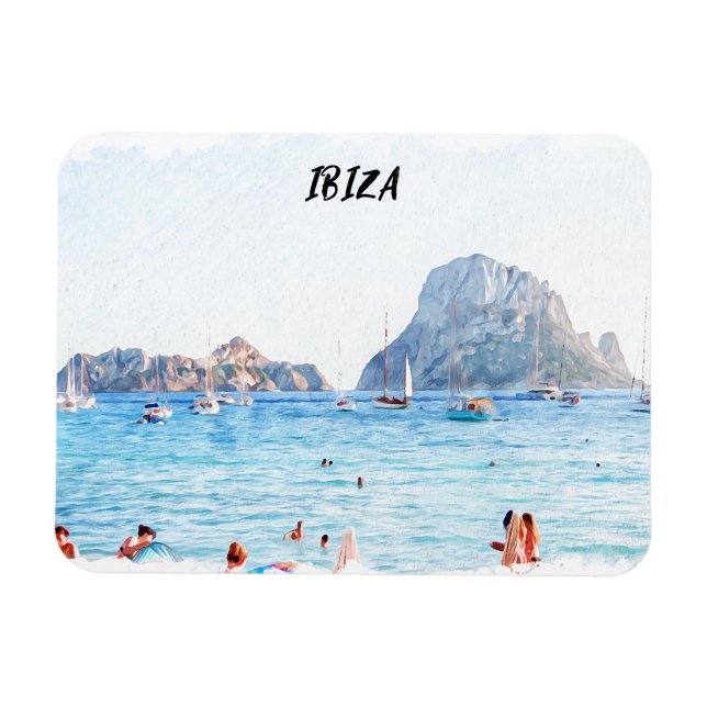 Colorful Ibiza Beach Travel Souvenir Magnet (Horizontal)
