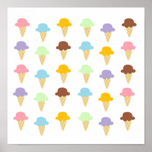 Colorful Ice Cream Cones Poster