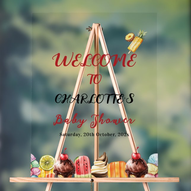 Colorful Ice Cream Sweet Baby Shower Welcome Acrylschild (Neutral)