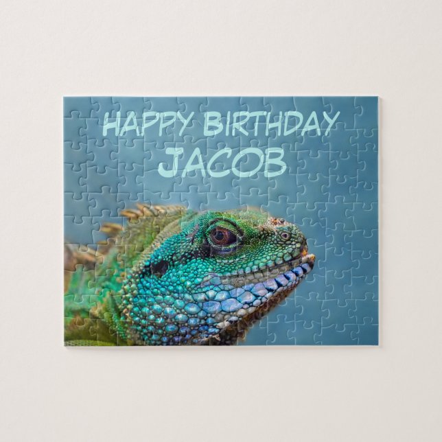 Colorful Iguana Birthday Puzzle (Horizontal)