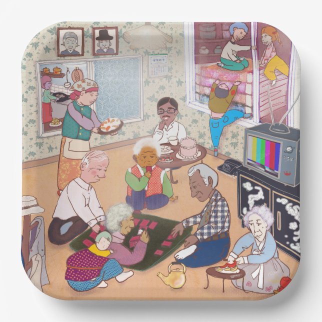 Colorful Illustrated Paper Plates   Pappteller (Vorderseite)