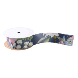Colorful Illustrated Pattern Flowers Satinband