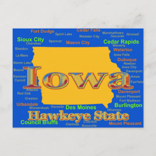 Colorful Iowa Staatsstolz Map Silhouette Postkarte