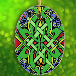 Colorful Irish Celtic Knot Keramikornament