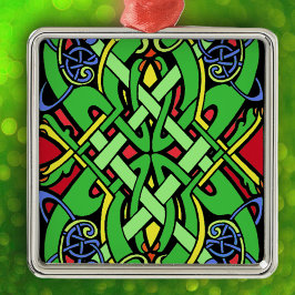 Colorful Irish Celtic Knot Silbernes Ornament