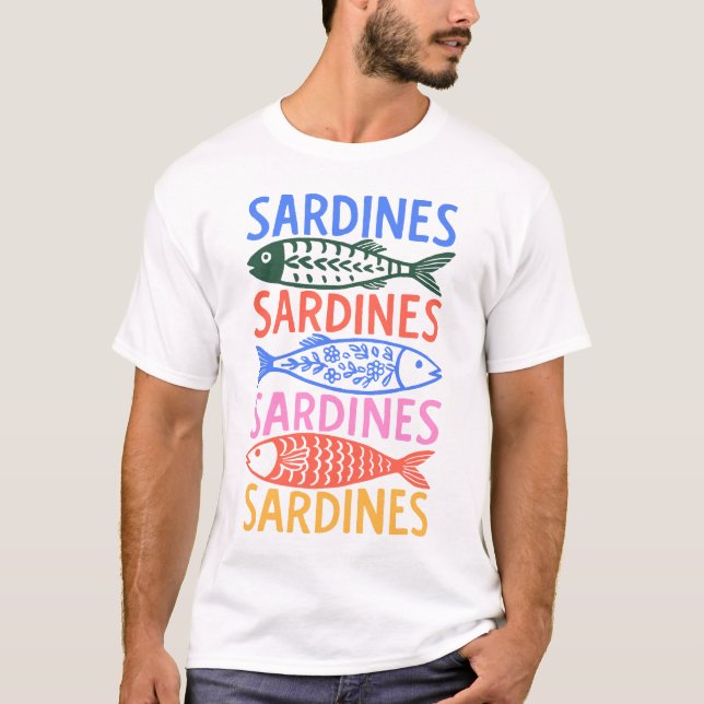 Colorful Italian Summer Sardines Graphic T-Shirt (Vorderseite)