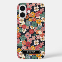 Colorful Japanese Floral Print Monogrammed