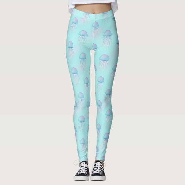 Colorful Jellyfish Pattern – Underwater Sea Life Leggings (Vorderseite)