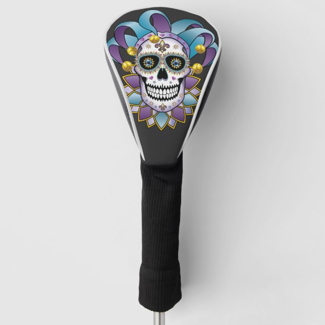 Colorful Jester Skull Hoodie Golf Headcover (Vorderseite)