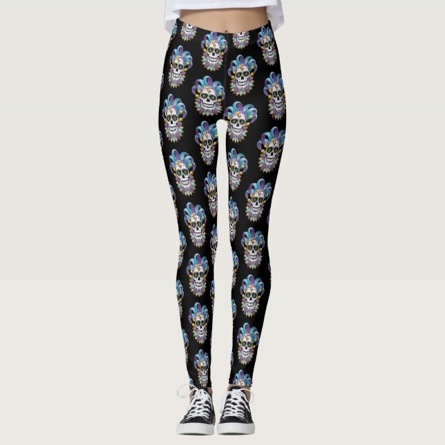 Colorful Jester Skull Leggings (Vorderseite)
