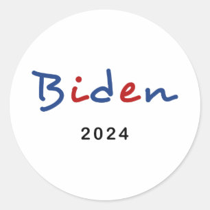 Colorful Joe Biden 2024 Skripttext Runder Aufkleber
