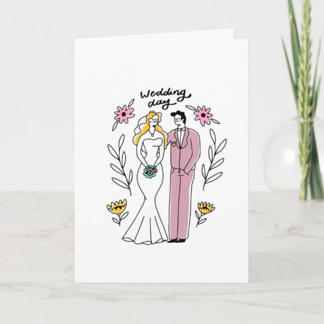 Colorful "Just Married" Wedding Greeting Card Karte (Vorderseite)