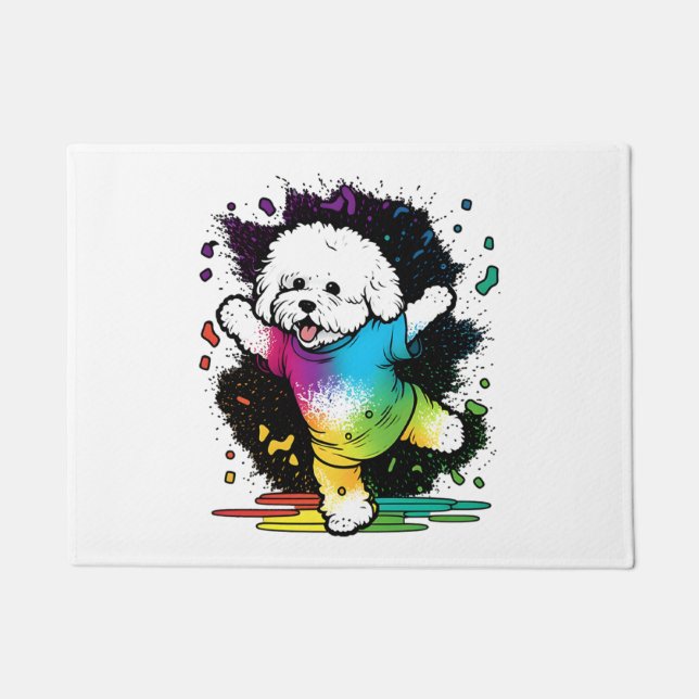 Colorful Kawaii Dancing Bichon Fußmatte (Vorderseite)