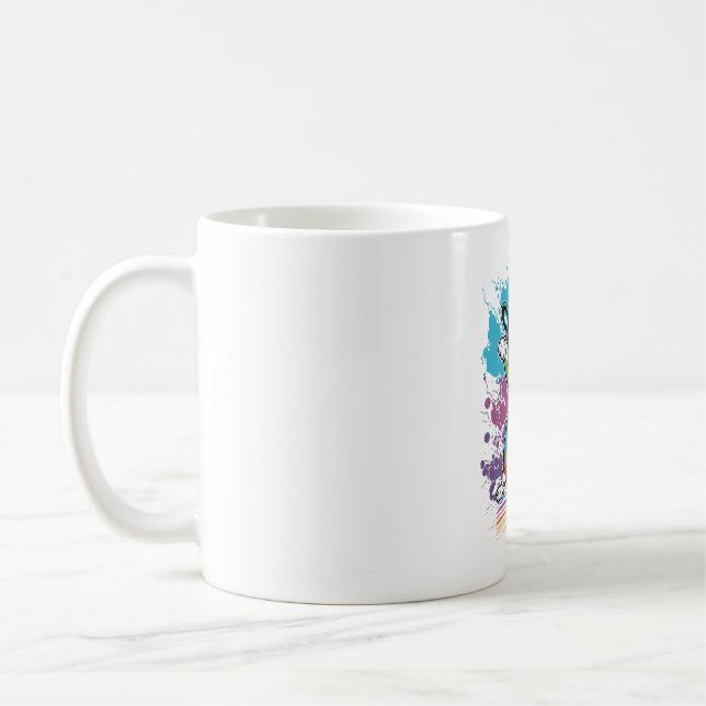Colorful Kawaii Dancing Boston Terrier Kaffeetasse (Links)