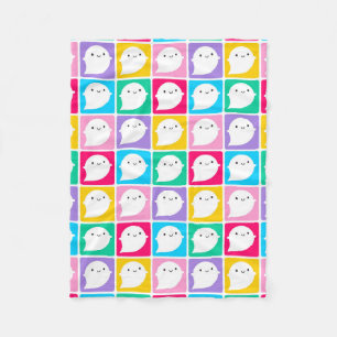 Colorful Kawaii Little Ghosts Fleecedecke