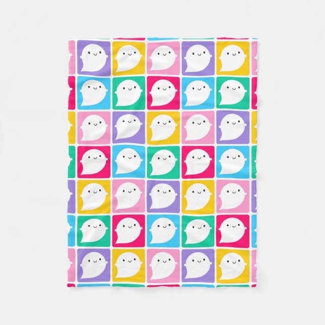 Colorful Kawaii Little Ghosts Fleecedecke (Vorderseite)