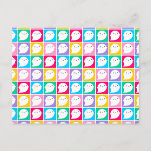 Colorful Kawaii Little Ghosts Postkarte