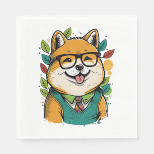 Colorful Kawaii Shiba Inu Hipster Serviette