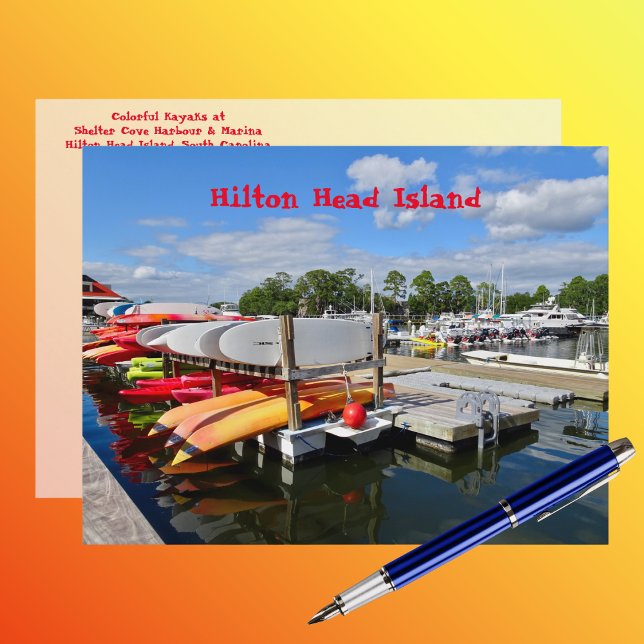 Colorful Kayaks Shelter Cove Marina Hilton Head SC Postkarte (Von Creator hochgeladen)