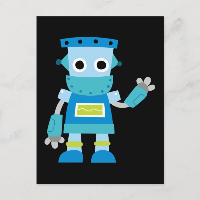 Colorful Kids Blue Robot Postkarte (Vorderseite)