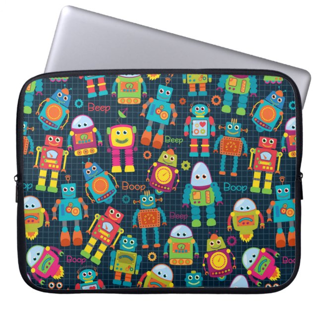 Colorful Kids Robot Laptopschutzhülle (Vorderseite)