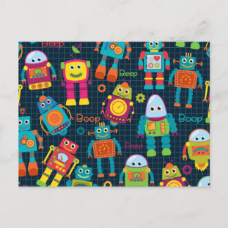 Colorful Kids Robot Postkarte