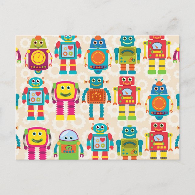 Colorful Kids Robot Postkarte (Vorderseite)
