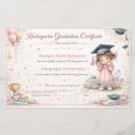 Colorful Kindergarten Graduation Certificate