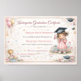 Colorful Kindergarten Graduation Certificate Poster