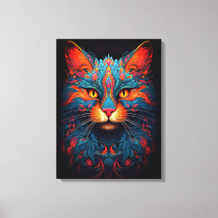Colorful Kitty Cat Animal Psychedelic Fantasy Art Leinwanddruck