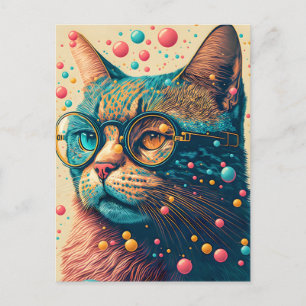 Colorful Kitty Cat Illustration Postkarte