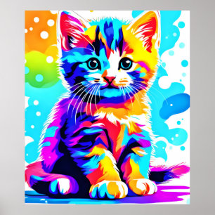 Colorful Kitty Splash Poster