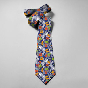 Colorful Koi Fish Blume Japan Art Muster Krawatte
