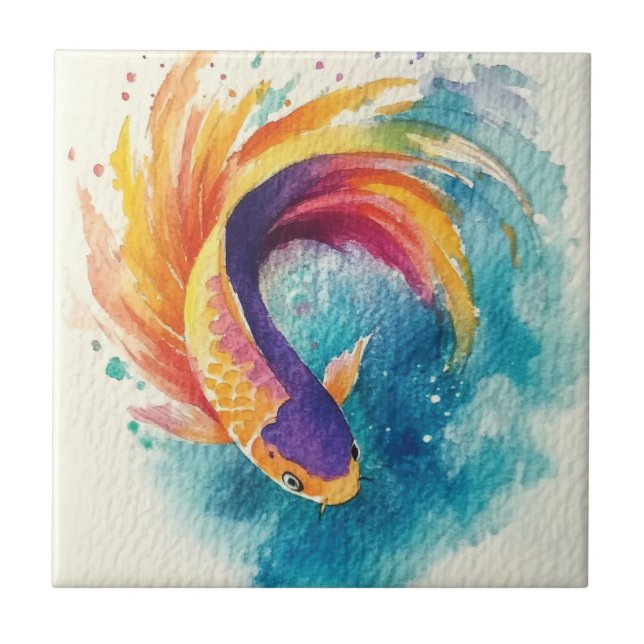 Colorful Koi Fish Fliese (Vorderseite)