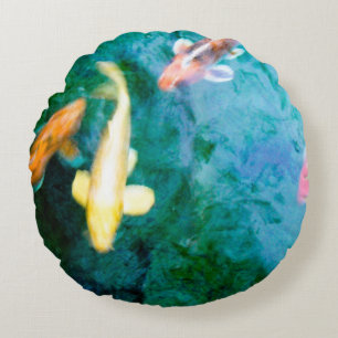 Colorful Koi Fish Rundes Kissen