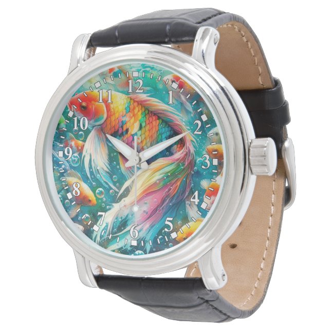 Colorful Koi Fish Watch Armbanduhr (Schrägansicht)
