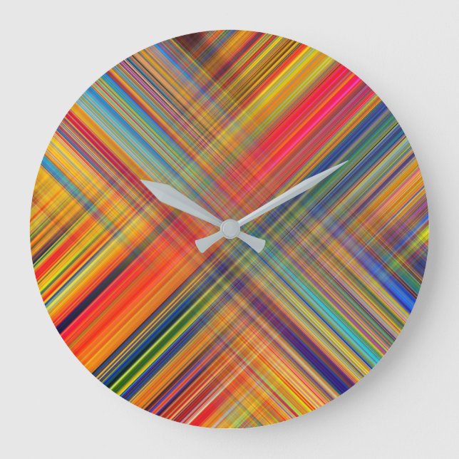 Colorful Kriss Kross Pattern Große Wanduhr (Vorderseite)