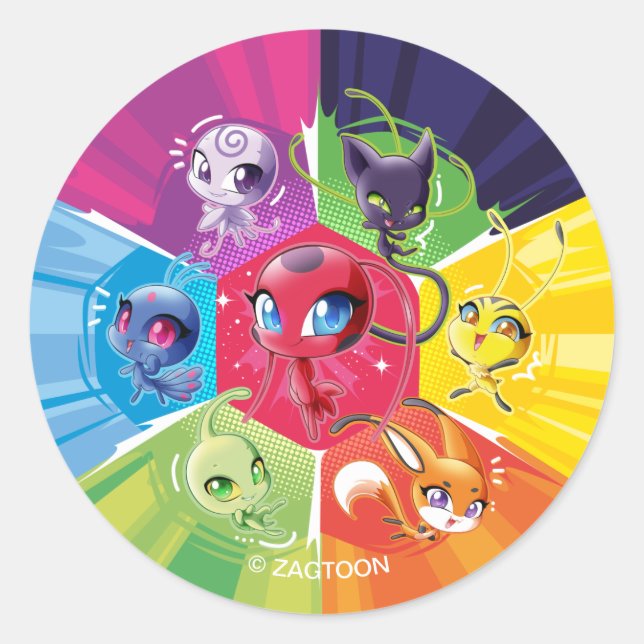 Colorful Kwamis Runder Aufkleber (Vorderseite)