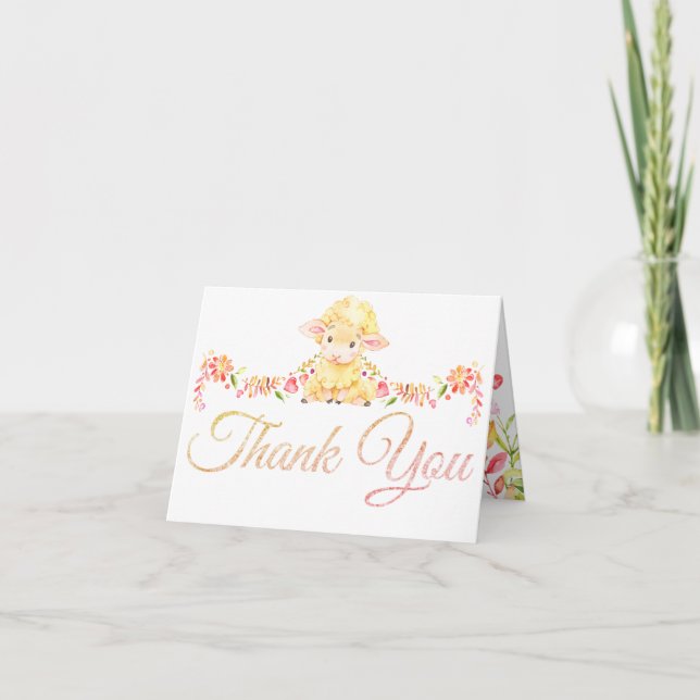 Colorful Lamb / Sheep Girl's Baby Shower Vielen Da Dankeskarte (Vorderseite)