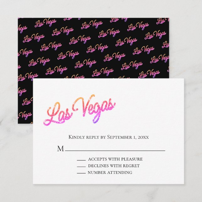 Colorful Las Vegas Glitzern Wedding RSVP Einladung (Vorne/Hinten)
