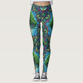 Colorful leggings featuring a vibrant, nature