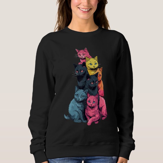 Colorful LGBT Pride American Shorthair Cat Pile Sweatshirt (Vorderseite)