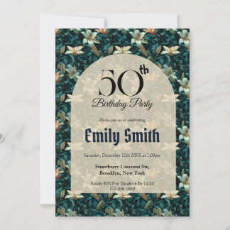 Colorful Lilies Sparkle 10Th Birthday Einladung