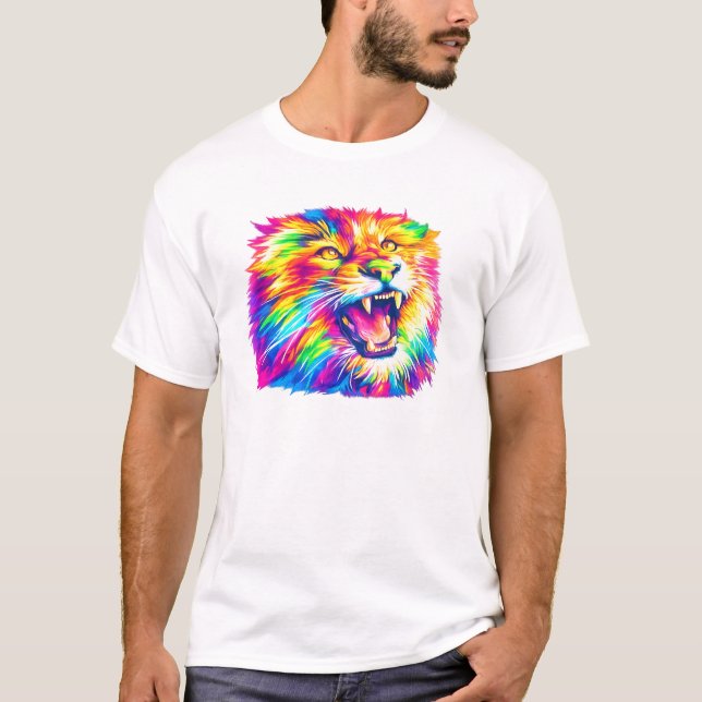 Colorful Lion Art T-Shirt (Vorderseite)